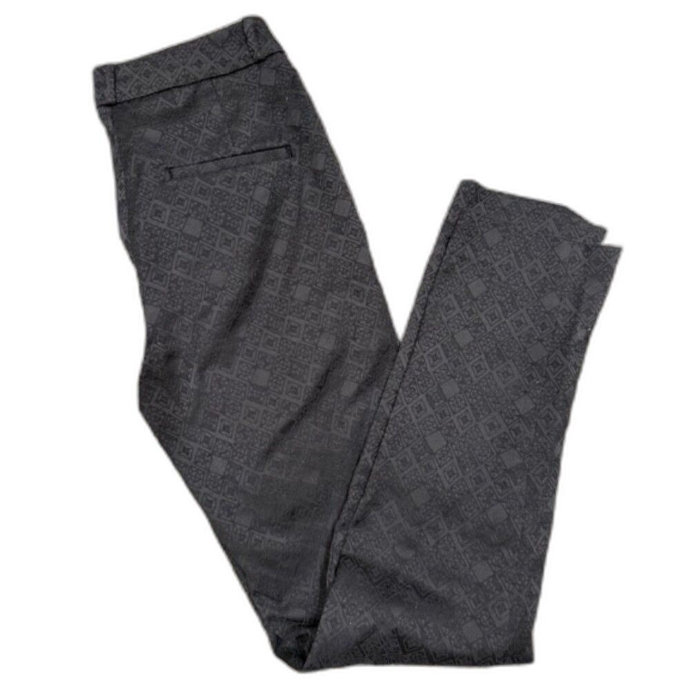H&M Black Textured Pants Size 4 Straight Leg Work Casual Trousers Wome